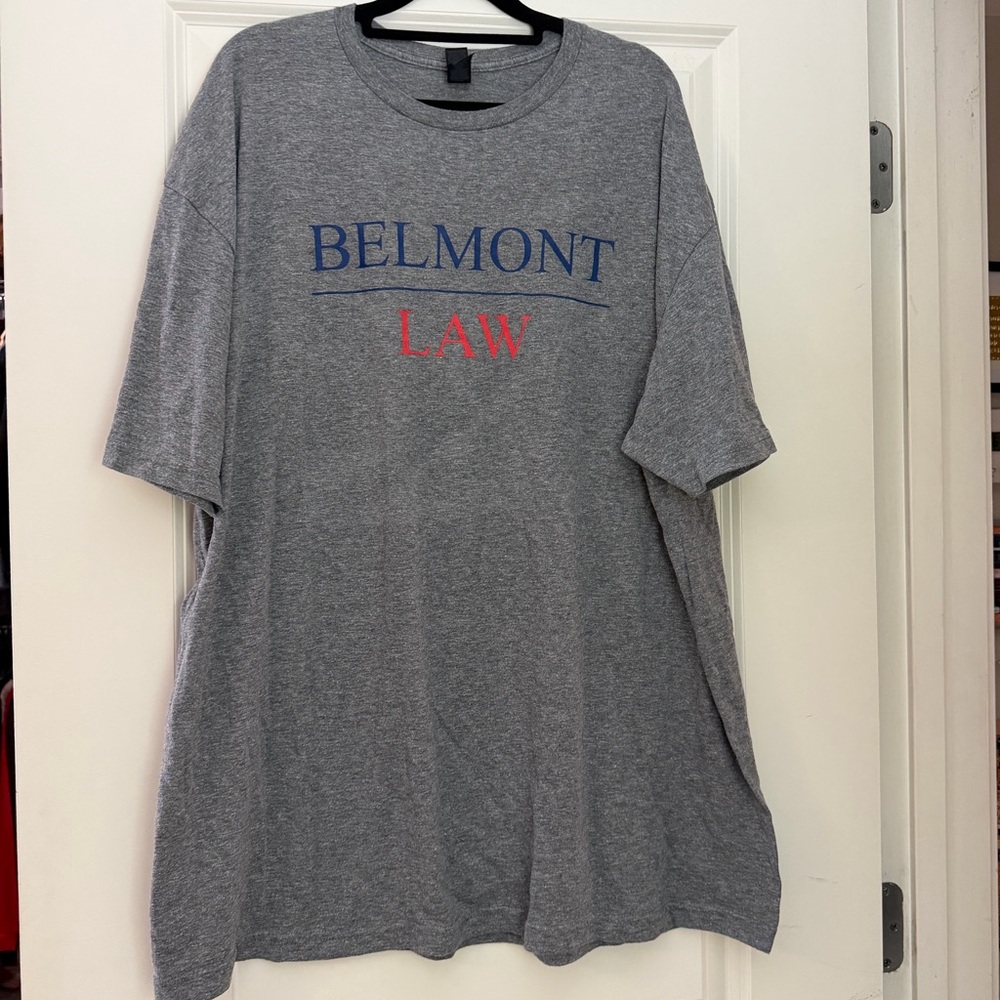 Gildan Gray 'BELMONT' Blue 'LAW' Red Short-Sleeve Tee